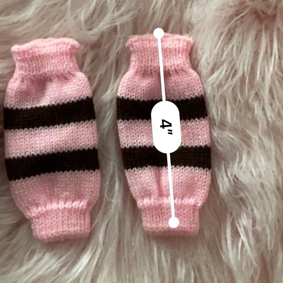 Dog Pink & Brown Striped Knit Leg Warmers Fall Winter Snow - Picture 2 of 3